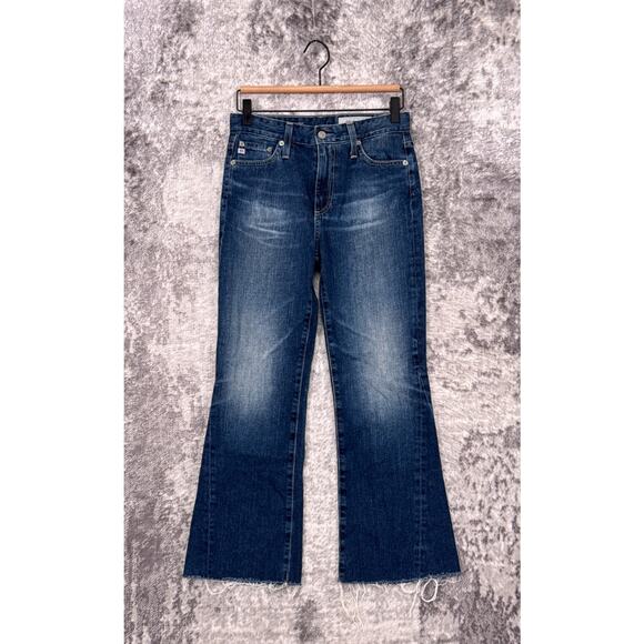 Adriano Goldschmied AG Jeans 27 Womens The Quinne Cropped Kick Flare Raw Hem - Picture 1 of 8